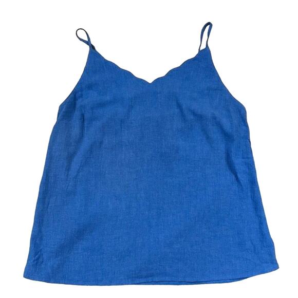 NWT Francesca's Collections Mi ami Blue Scallop Rayon Blend Tank Top - SIZE S - Picture 2 of 10